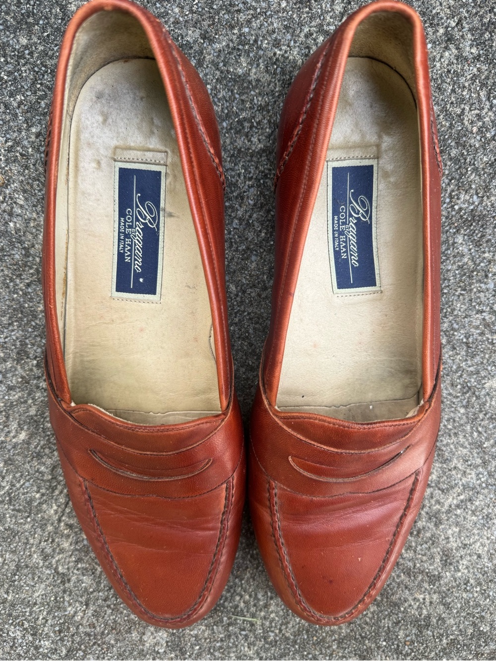 Bragano by Cole Haan Cognac Tan Italian Leather Penny Loafers 9.5M Style 2659 - Picture 3 of 16
